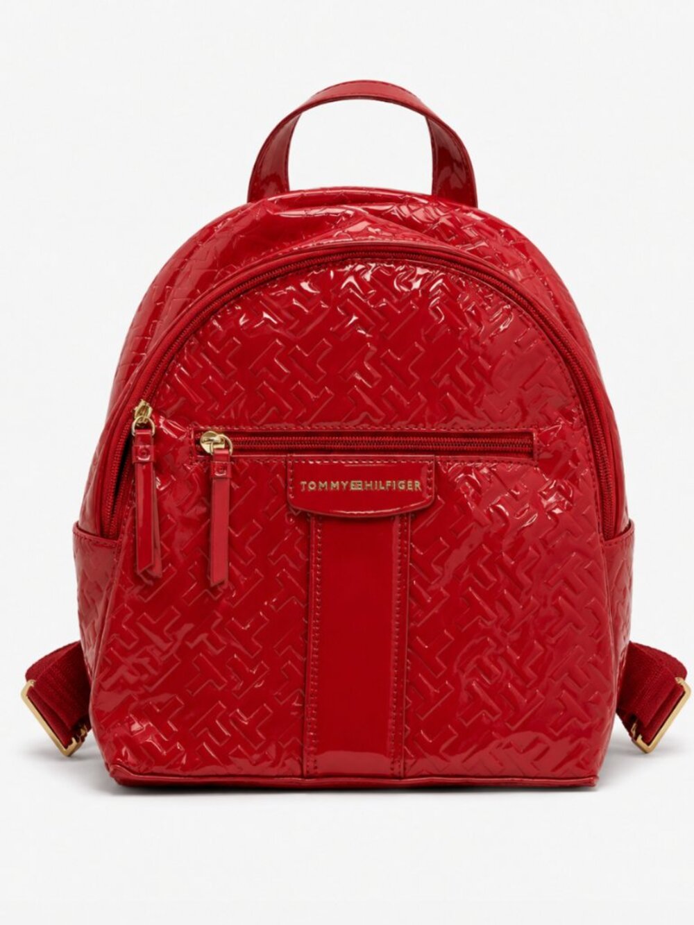 Tommy Hilfiger Scarlet Red Faux Patent Leather Mini Backpack